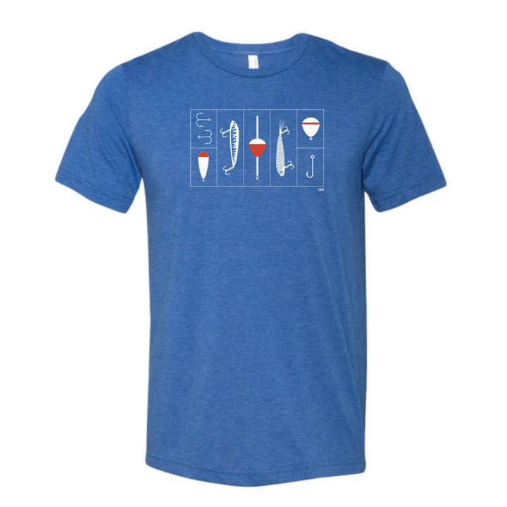 Tackle Box fisketrøje til mænd med rund hals. Kongeblå. for engroshandel hos Up North Boutique