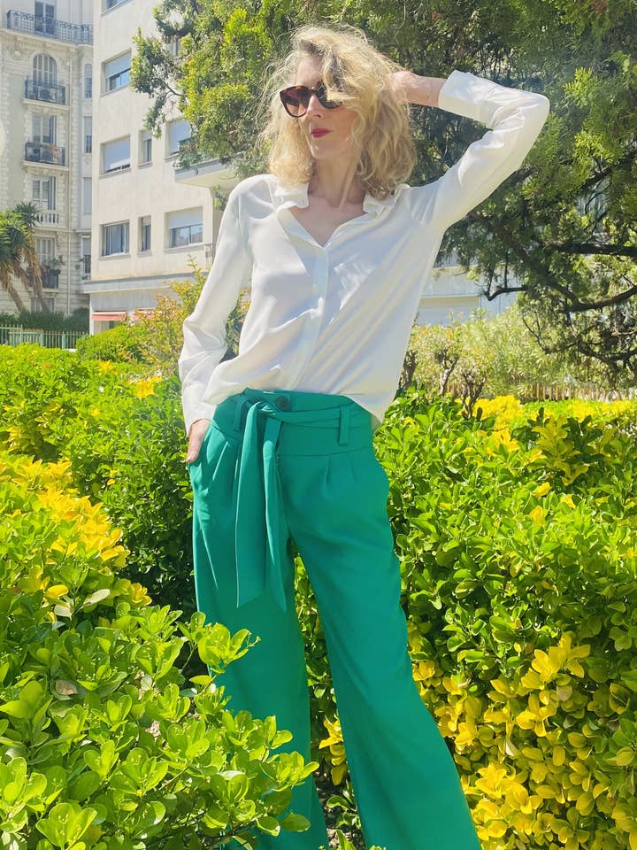 Pantalon LULU Green for wholesale by Phalaenopsis Paris