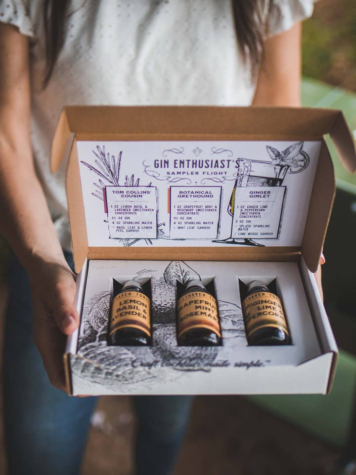 Gin Enthusiast's Sampler Flight for wholesale by Sweethaven Tonics