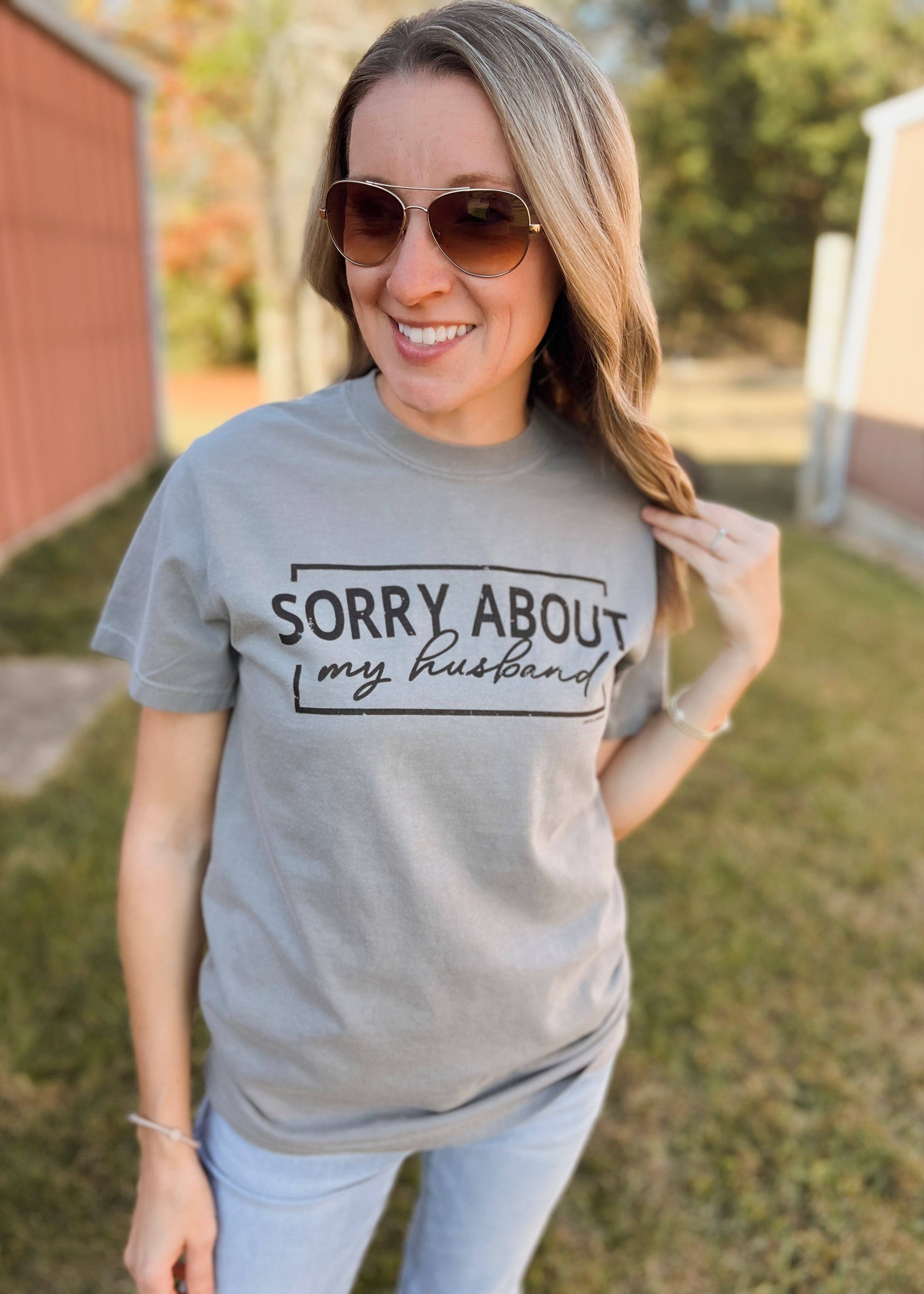 Lemon Lorraine's LLC - Wholesale Screen Printed T-Shirt - Women's - SORRY ABOUT HUSBAND - Graphic Tee2