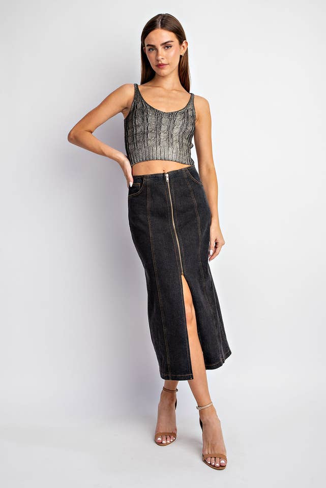 Black Gold TT4119 METALLIC FOIL SWEATER CAMI CROP TOP for wholesale on Faire3