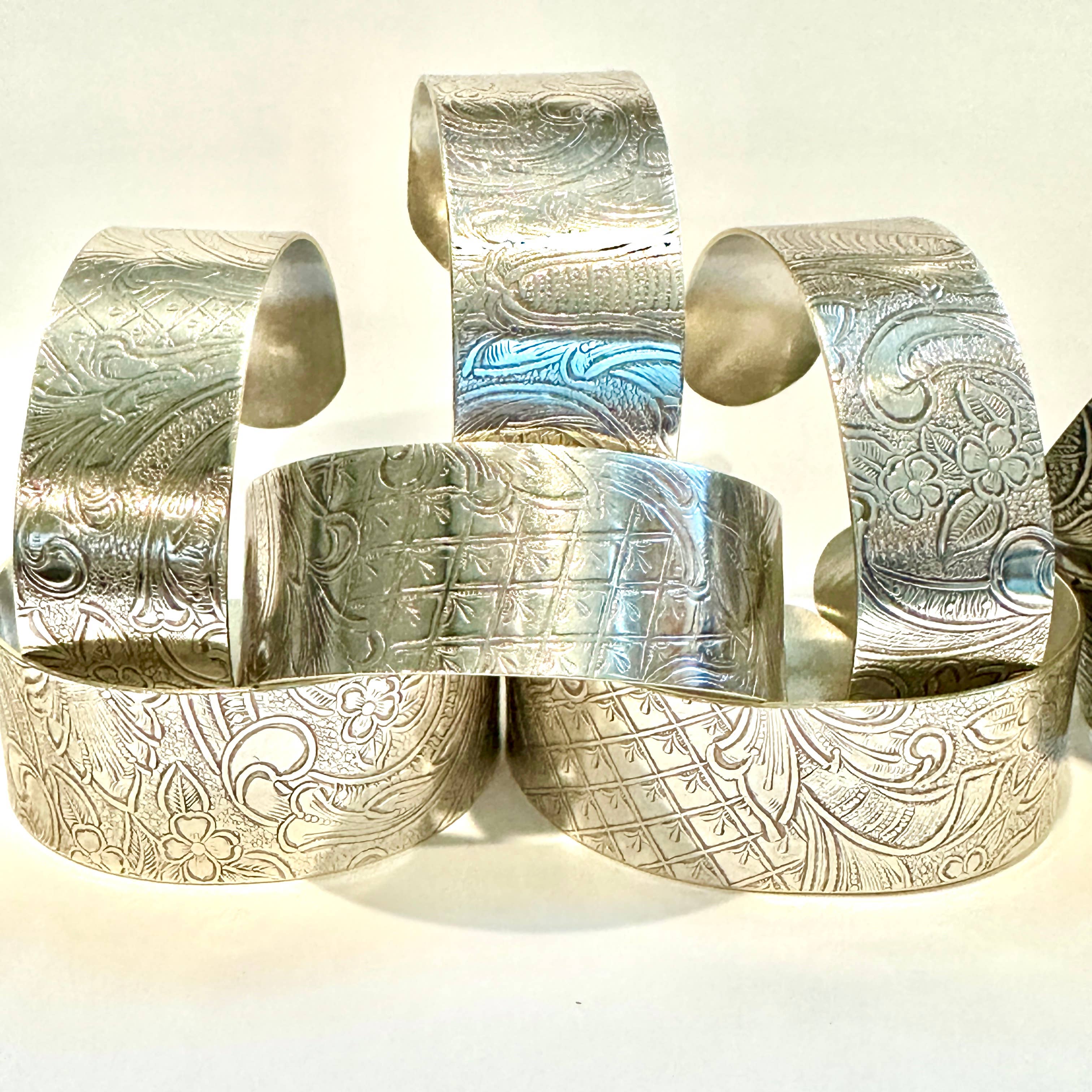 TTE Designs - Wholesale Cuff Bracelet - Repurposed Silver Plated Platter Cuff Bracelet5