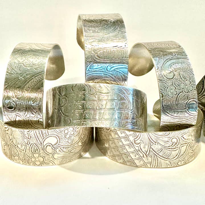 TTE Designs - Wholesale Cuff Bracelet - Repurposed Silver Plated Platter Cuff Bracelet5