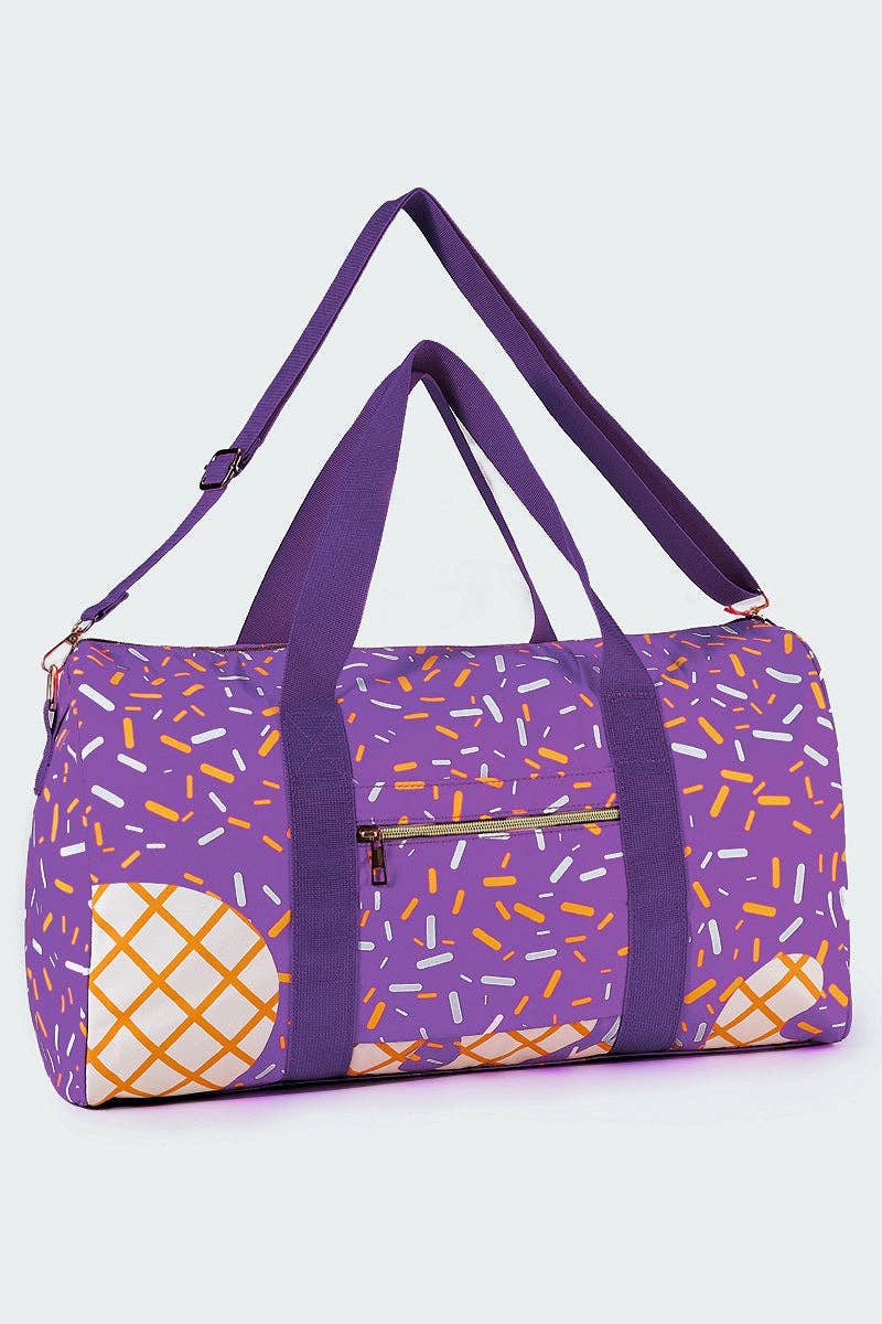 sassy kids palace - Wholesale Weekender Bag - Kids - Purple Ice Cream Drip Pattern Canvas Duffle Bag