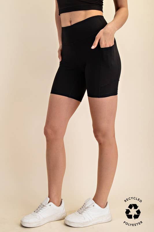 Sunday Morning - Wholesale Athletic Shorts - Women's - P406237-Butter Soft 6 Inch Biker Short with Pockets1