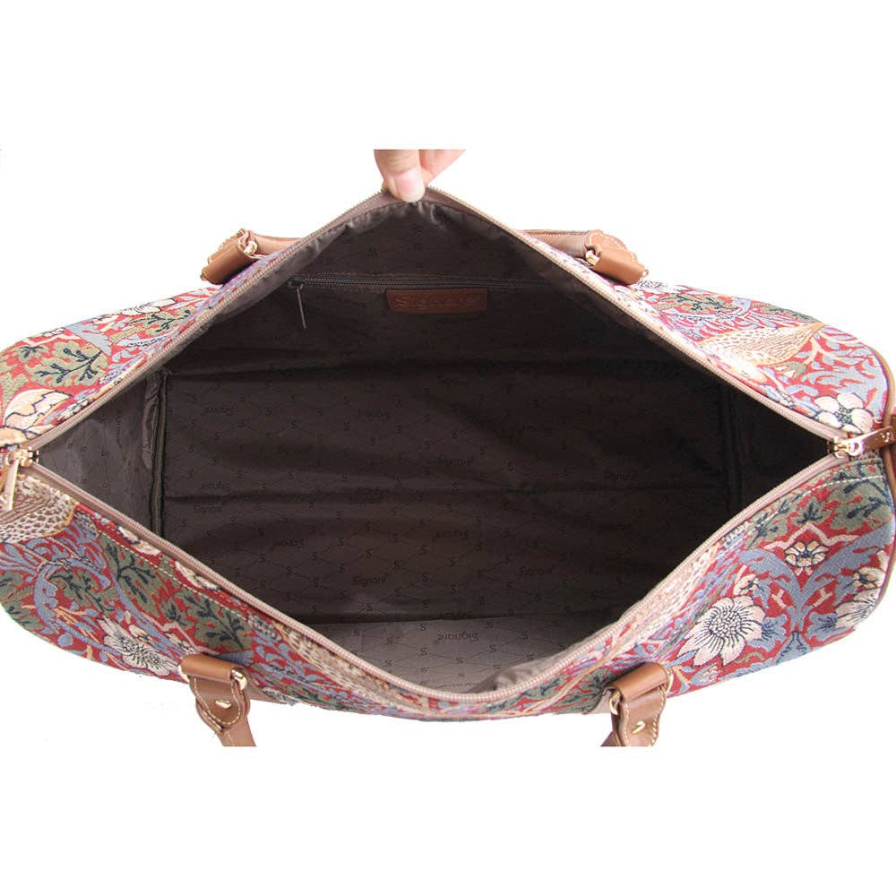 Signare Tapestry - Wholesale Weekender Bag - Unisex - William Morris Strawberry Thief Red - Big Holdall Bag3
