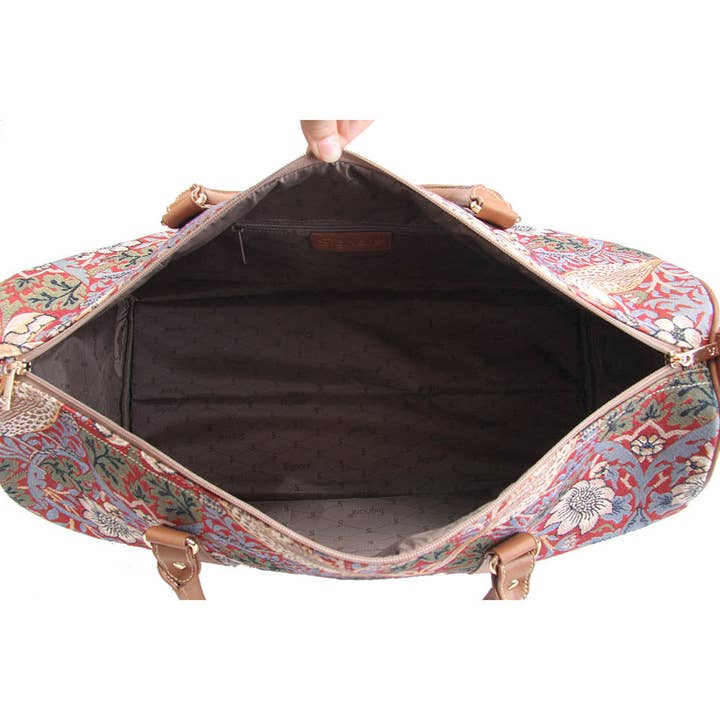 Signare Tapestry - Wholesale Weekender Bag - Unisex - William Morris Strawberry Thief Red - Big Holdall Bag3