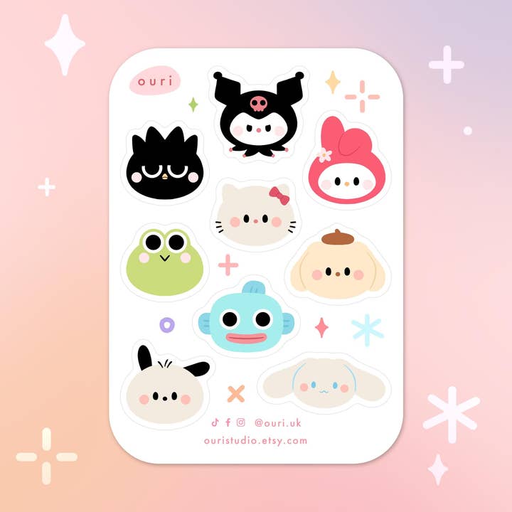 Cutie Friends Sticker Sheet Glossy Vinyl Decoration for wholesale by Ouri Studio
