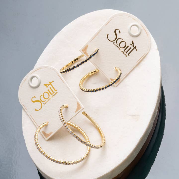 Scout Curated Wears - Wholesale Hoop Earrings - Sparkle & Shine Sm Rhinestone Hoop Earring - Champagne/Gold