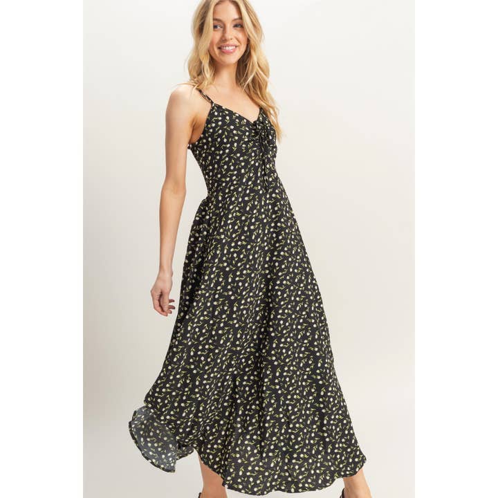 HYFVE - Wholesale Dress - Women's - HF25C158-Ditsy Floral Print Sleeveless Midi Dress