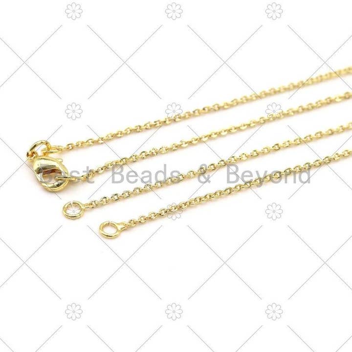 BestBeads&Beyond - Wholesale Link & Chain Necklace - 18K Gold Filled Trace Oval Link Chain Necklace, Sku#JD081