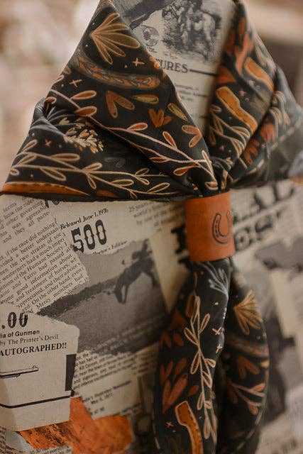 Tirzah Lane Art - Wholesale Scarf - Women's - Western Harvest in Deep Juniper Silk Cowgirl Wild Rag Scarf6