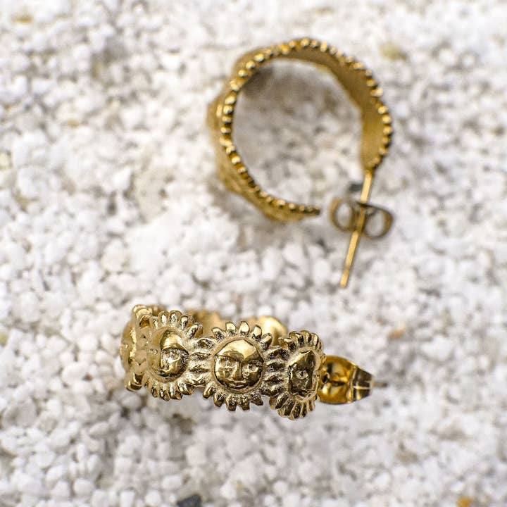 Faya & Co. - Wholesale Hoop earrings - Zinnia Sun Gold Earrings1