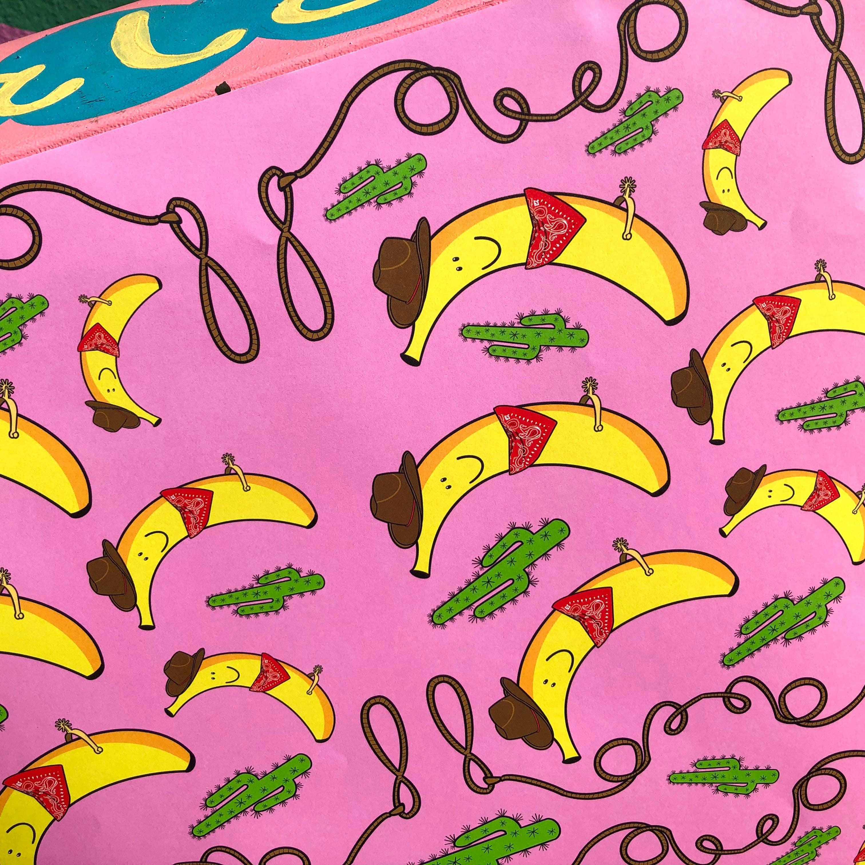 PaintsPylons - Wholesale Flat Wrap - Cowboy Banana Wrapping Paper - 10 Sheets1