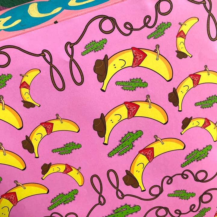 PaintsPylons - Wholesale Flat Wrap - Cowboy Banana Wrapping Paper - 10 Sheets1