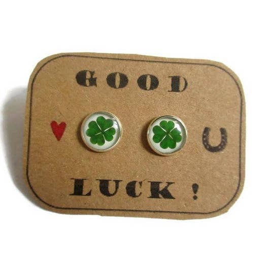 Oorbellen met klavertjevier / Veel geluk! voor wholesale door Dans l'Air du Temps Bijoux