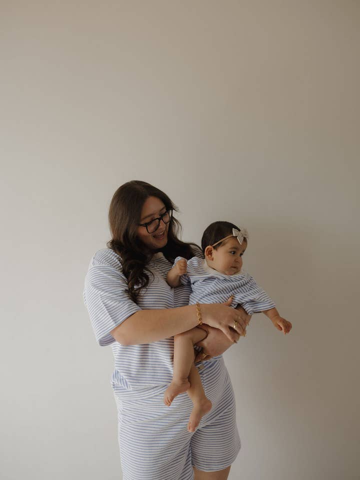 Forever French Baby - Wholesale Lounge Set - Women's - Women's Terry Short Set | Ocean Stripe