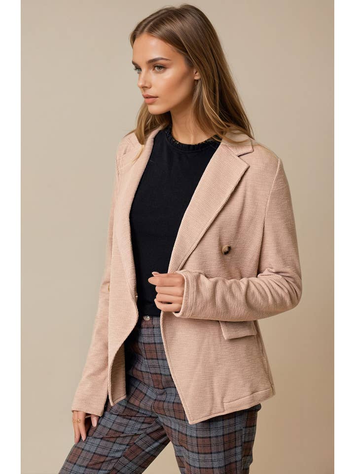 Doe and Rae - Wholesale Blazer - Women's - Double Breast Knit Blazer - 10136J5