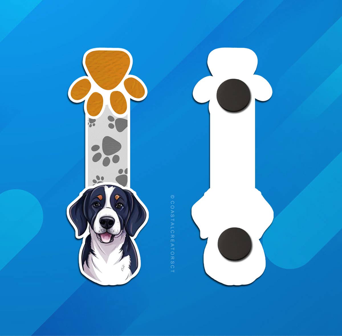 Coastal Creators of Connecticut - Wholesale Bookmark - Beagle B/W Dog Reversible Magnetic Bookmark (Packaged)2