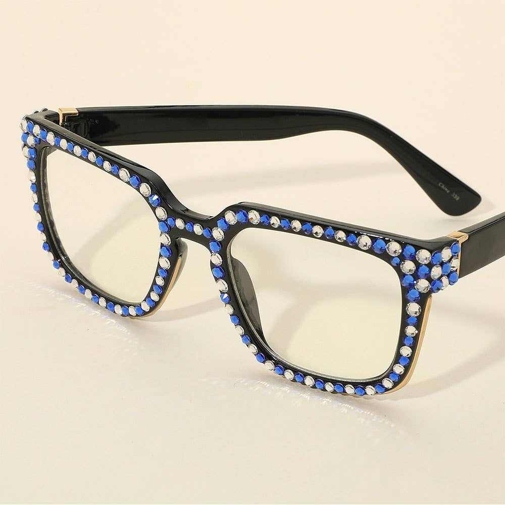 Sensibling Corp. - Wholesale Sunglasses - Women's - Crystal Embellished Clear Lens Wayfarer Sunglasses0