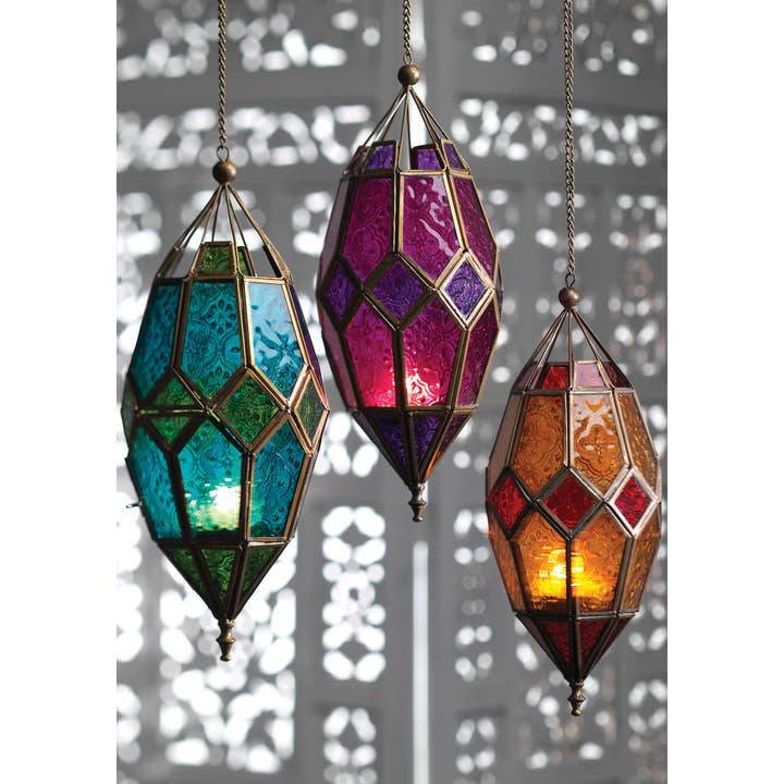 Namaste - Wholesale Lantern - Moroccan Style Large Hanging Glass Lantern