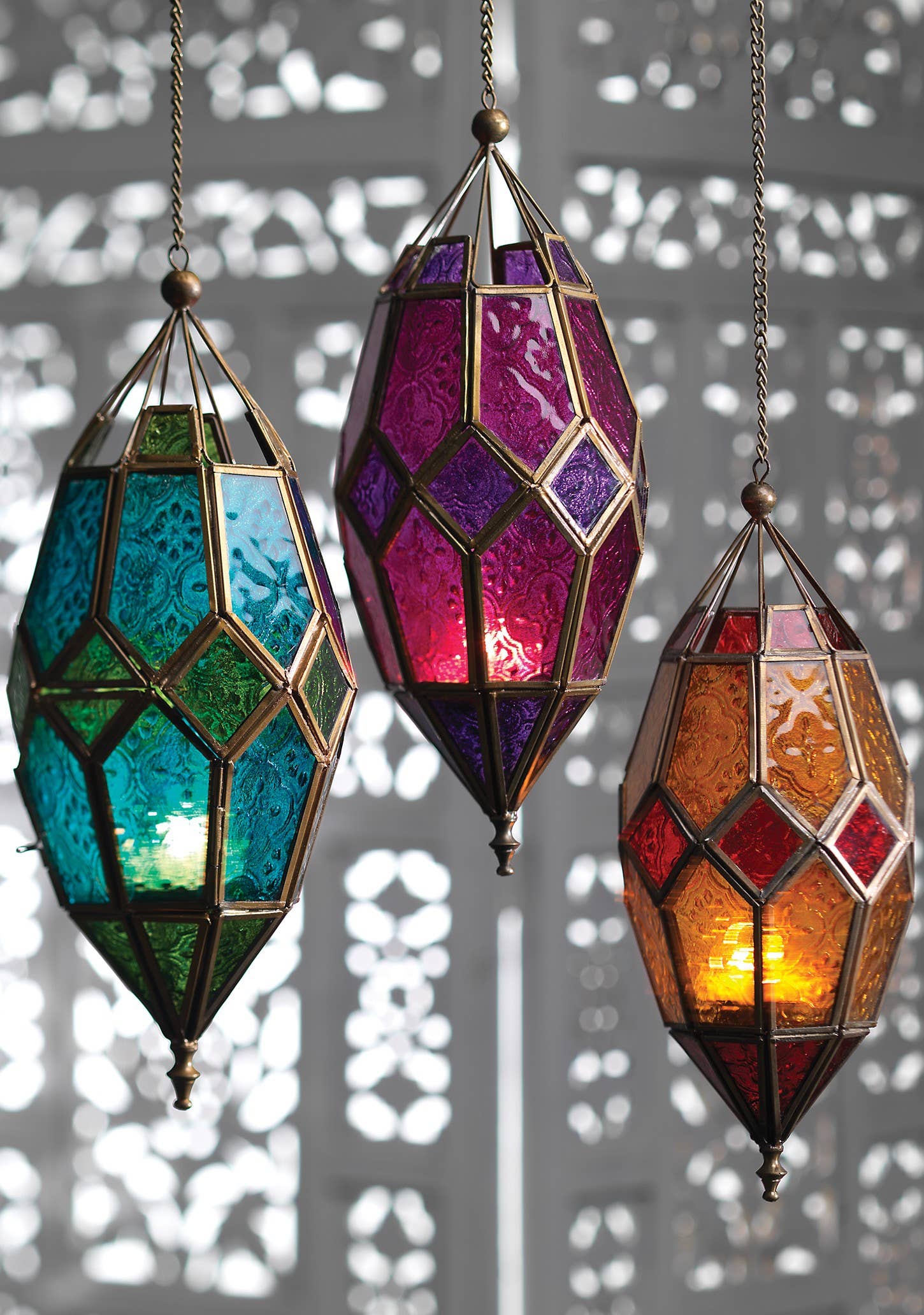 Namaste - Wholesale Lantern - Moroccan Style Large Hanging Glass Lantern