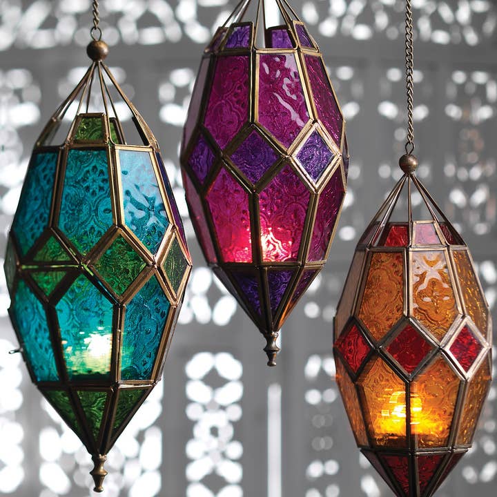 Namaste - Wholesale Lantern - Moroccan Style Large Hanging Glass Lantern0