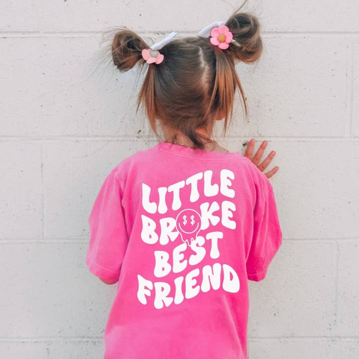 Little Broke Best Friend Kid's Tee - Crunchberry for wholesale by Sweetees Apparel