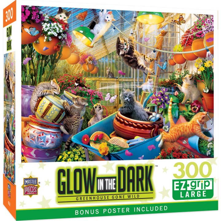 Glow in the Dark - Greenhouse Gone Wild 300 Piece EZ Grip Jigsaw Puzzle for wholesale by Masterpieces Puzzles