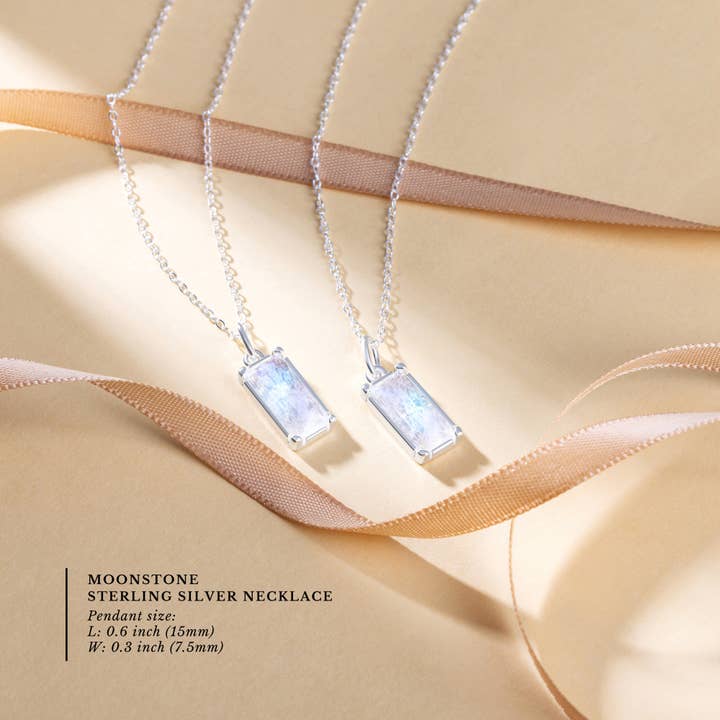 Silver Rainbow Moonstone Necklace – New Beginnings Gift for Her for wholesale on Faire2