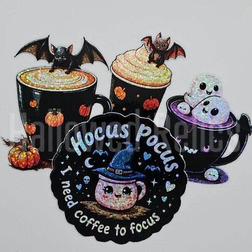 Hocus Pocus Halloween Coffee & Latte Art Stickers Set for wholesale by Hallowed Relics