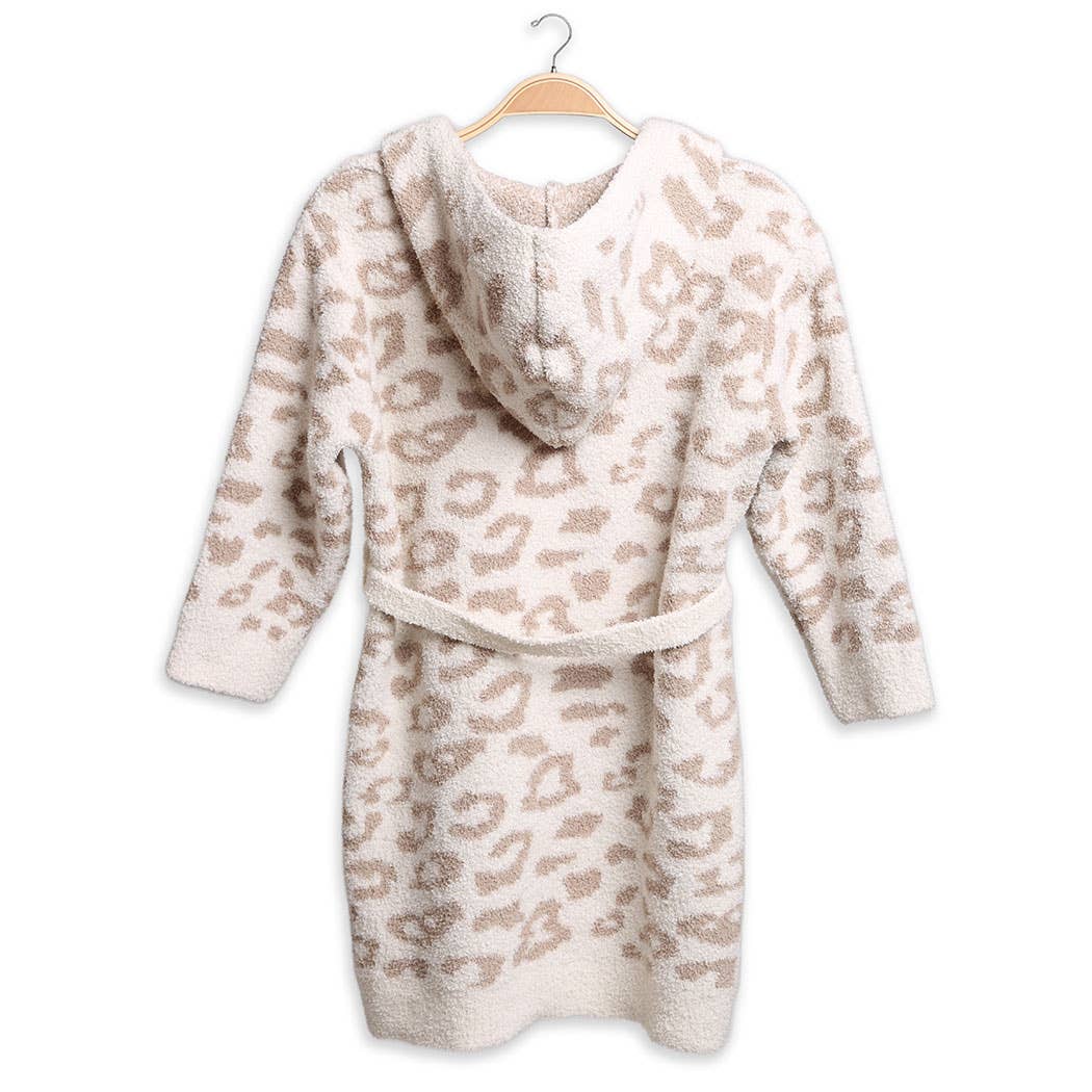 Fashion City - Vente Peignoir – enfant - Peignoir à capuche doux de luxe imprimé léopard pour enfant1