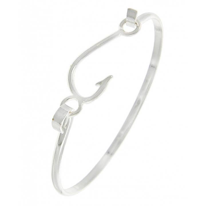 0011 PREMIERE - Wholesale Bangle bracelet - FR2639 Silver Barbed Hook Fishing Casting Bangle Bracelet2