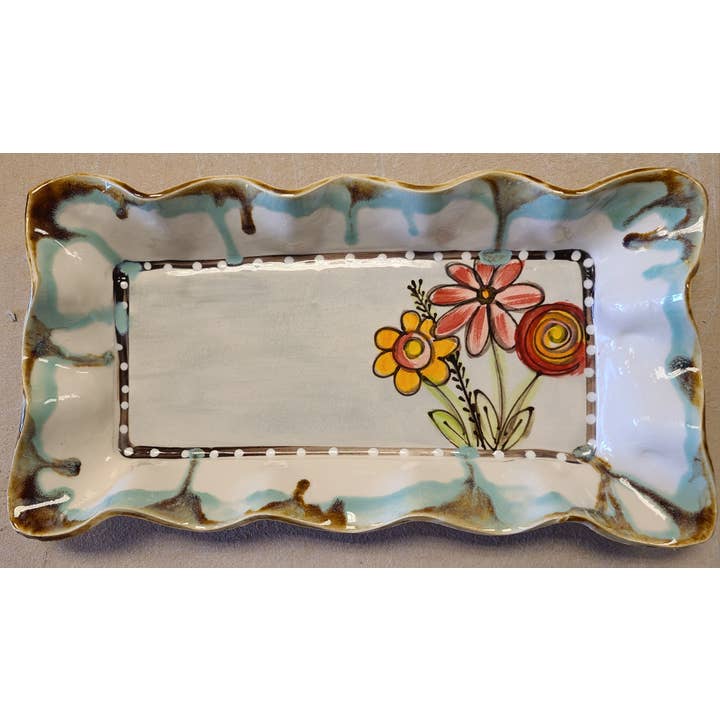 Heartfelt Traditions - Wholesale Platter - Rectangle Platter (Drip Flowers)
