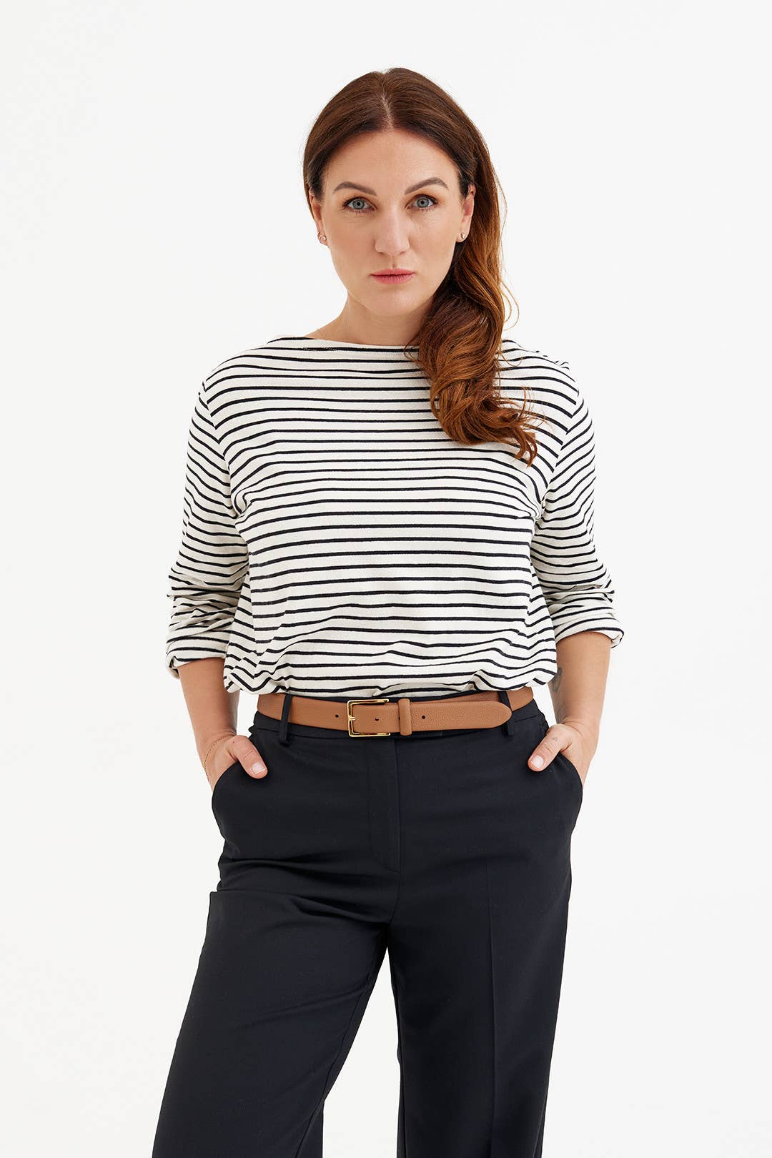 Off white with black stripes T-shirt BRETON ┃ long sleeve, classic model striped t-shirt for wholesale on Faire8