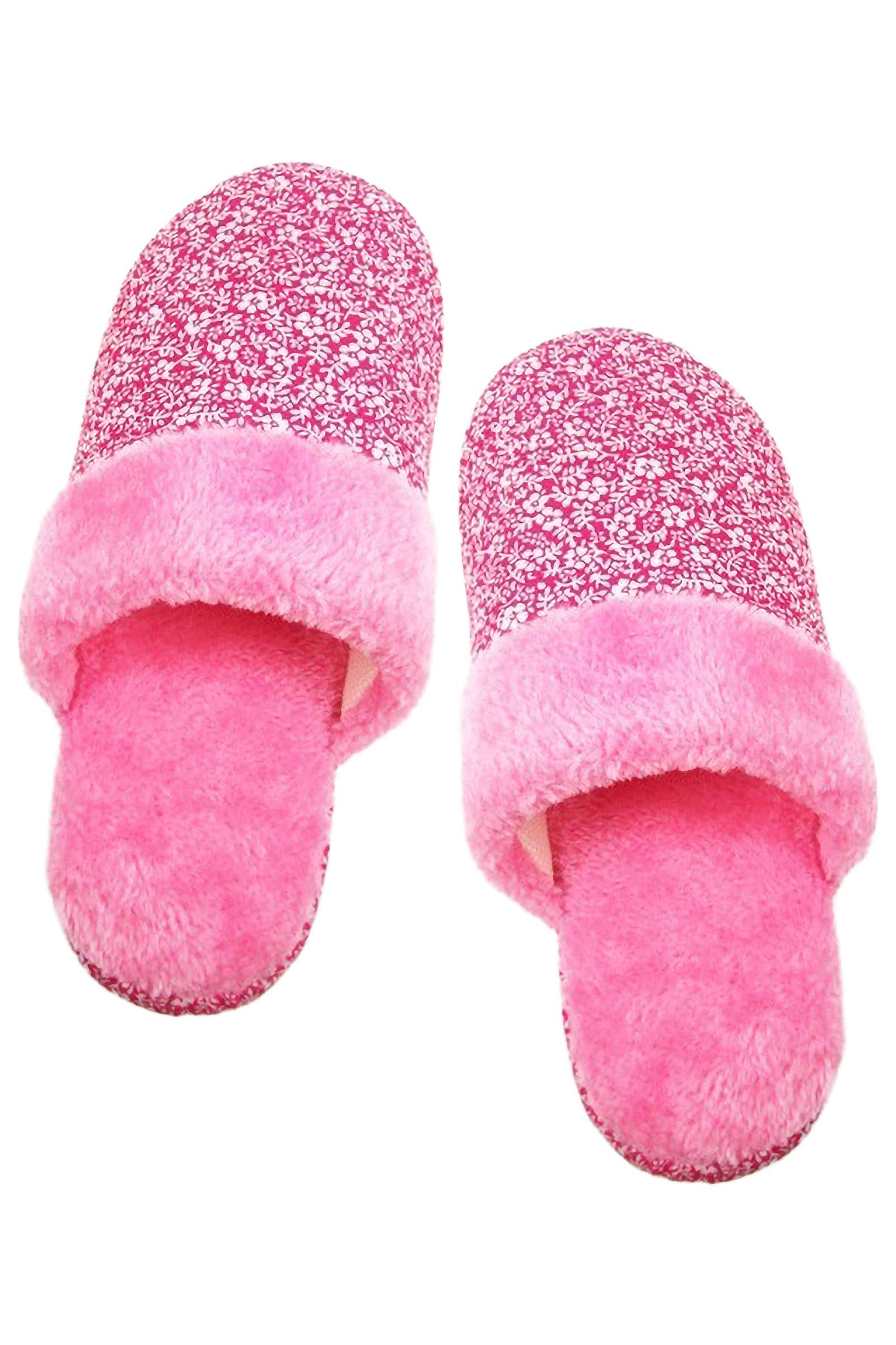 ASSORTED Itty Bitty Floral Fuzzy Fleece Lounge Slippers for wholesale on Faire1