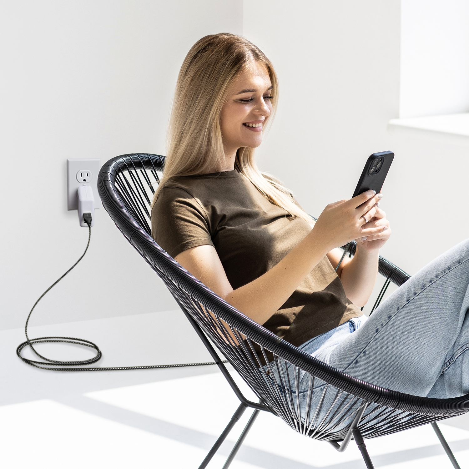 Ellie Rose - Wholesale Charging Cable - 3-in-1 Charging Cable 10 Ft Nylon - Black (USB A)8