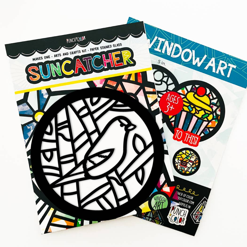 Punch of Color - Wholesale DIY Craft Kit - Kids - Finch Bird Paper Suncatcher Craft Kit2