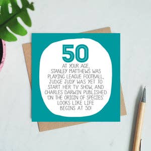 Paper Plane - Wholesale Birthday Card - 50th Birthday Card - At Your Age - Funny Birthday Card