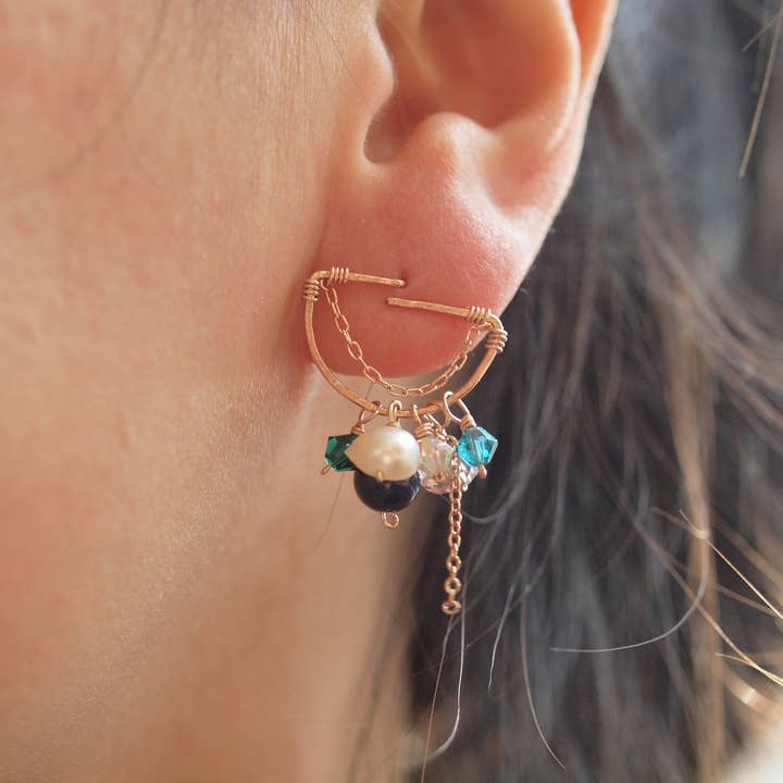 Pendientes rock and roll de media luna con encanto colgante para venta al por mayor de Siebijoux