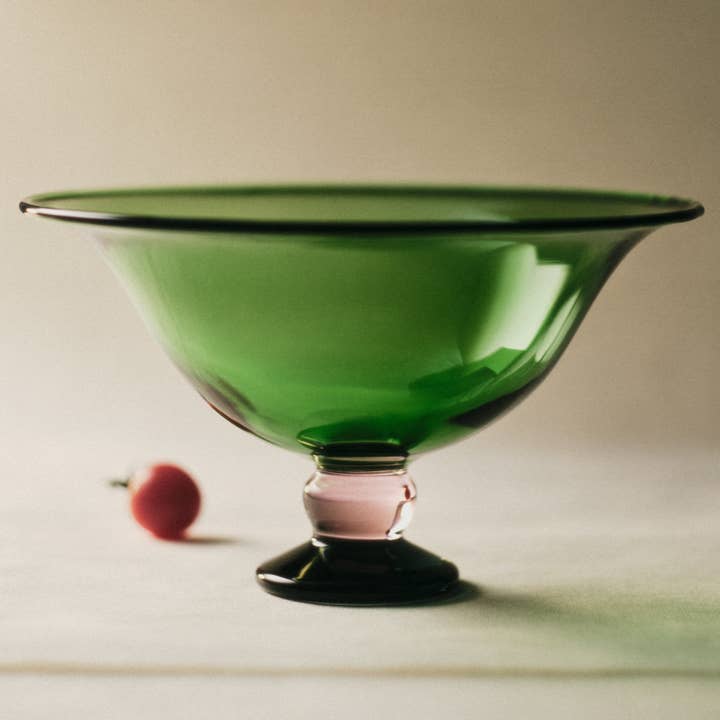 Sophie Lou Jacobsen - Wholesale Decorative Plate/Dish/Bowl - Fruit Bowl, Green/Pink/Clear0