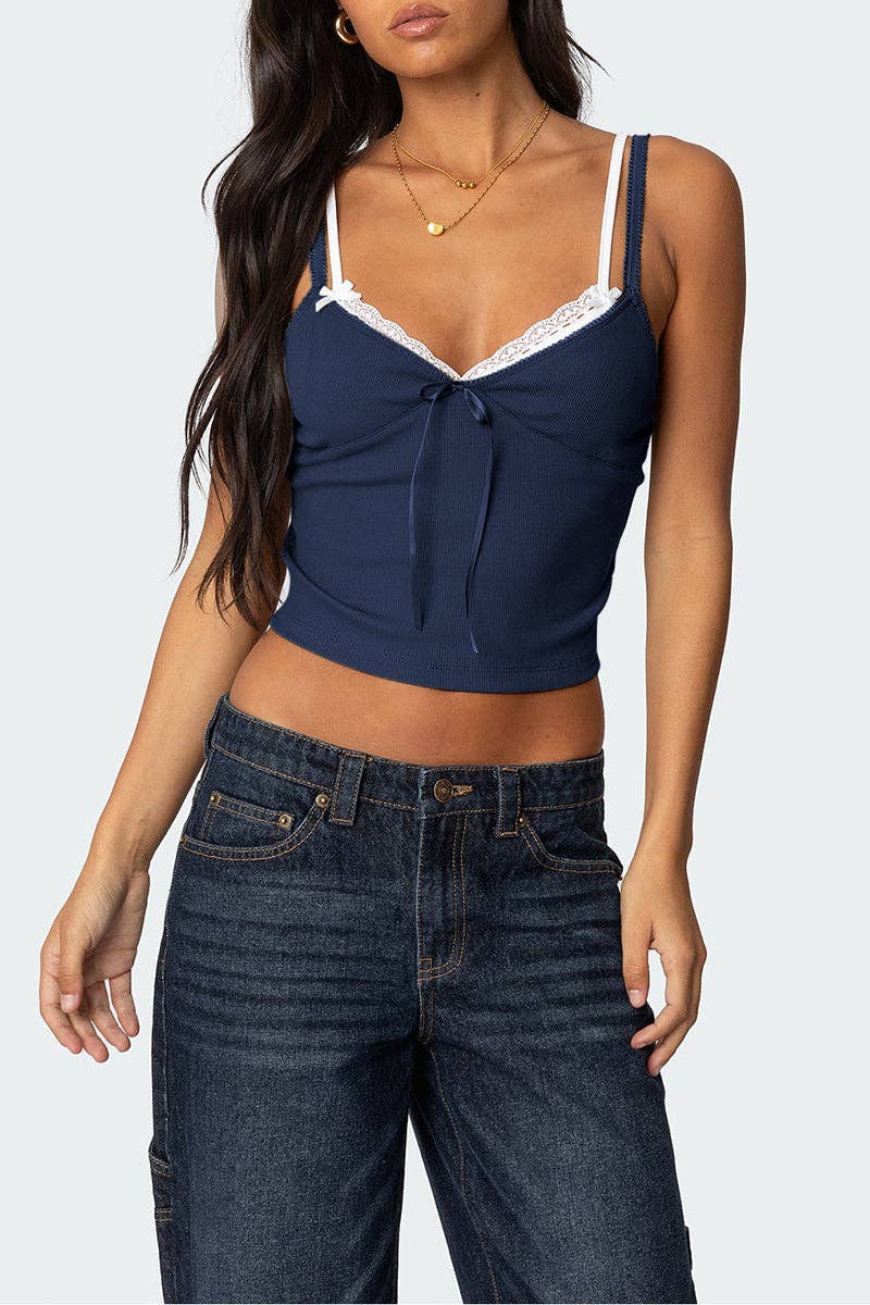 Mccolin - Wholesale Camisole - Women's - Lace-Trim Bow Accent Camisole9