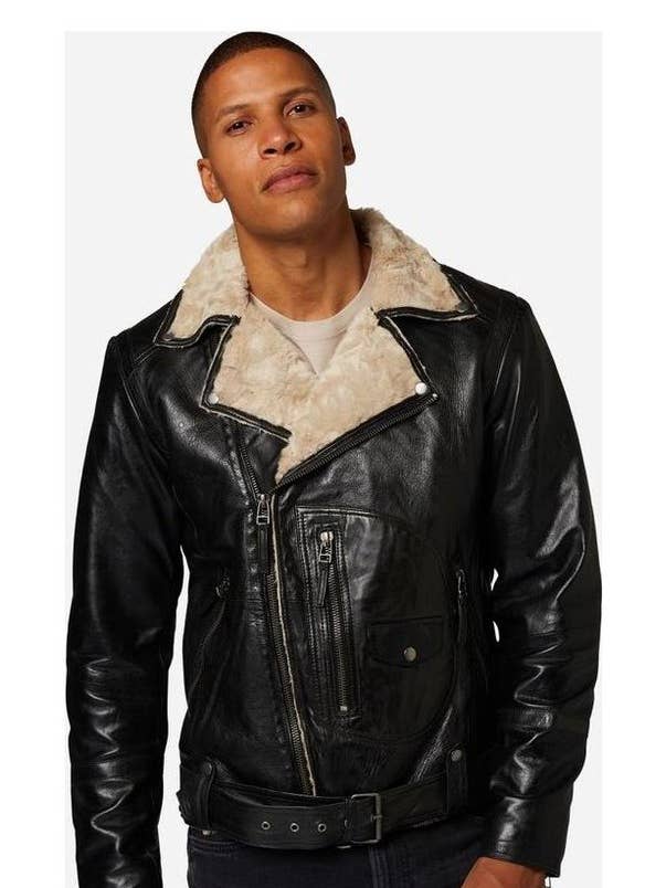 Men's Harlem leather jacket - premium lamb leather for wholesale by Ricano