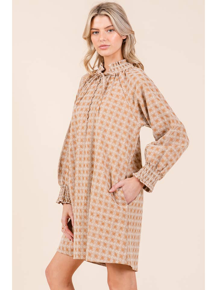 GeeGee x Lovelo - Wholesale Dress - Women's - Plus Check Embroidered Mini Dress, OD50950PL9