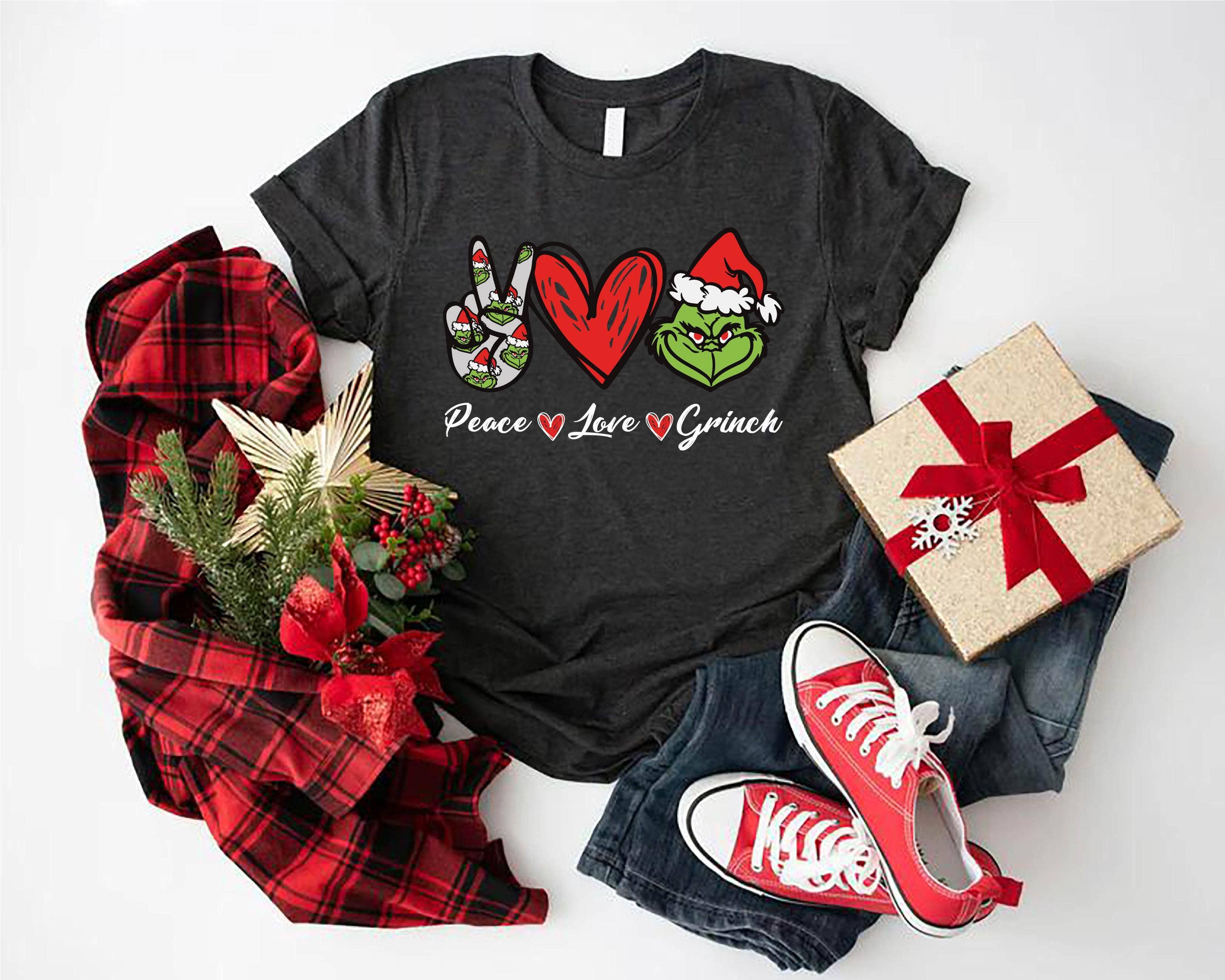 TheKingShirt - Wholesale Graphic Sweatshirt - Women's - Peace Love Grinch Christmas Tee Family Xmas Holiday Gift1