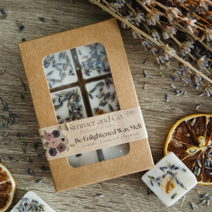 Be Enlighened Simmer Melt, botanisk duftende voks for engroshandel hos Simmer and Co Natural Aroma