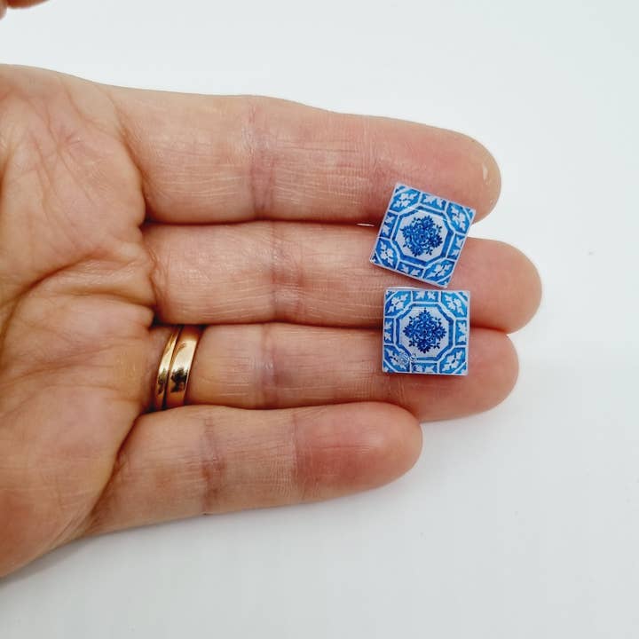LUSO TILES JEWELRY - Wholesale Gauge/Plug Earrings - Pendientes post cuadrados coloridos7