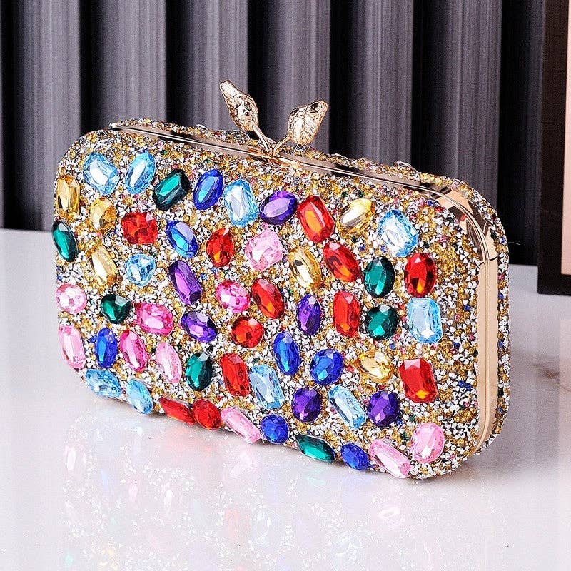 Plush Looks – Bolsa - Mulher por atacado – Carteira de Noite Retangular com Strass1
