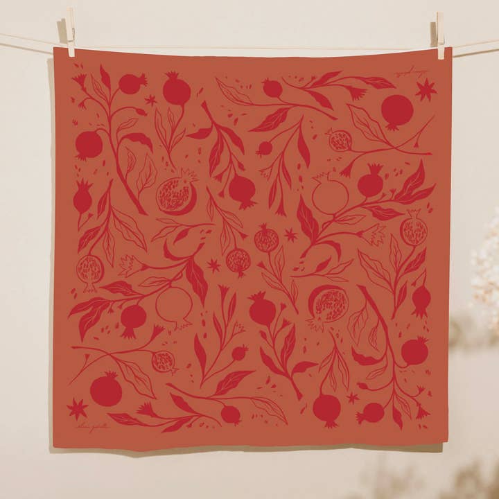 Pomegranate Cotton Tea Towel - Bright, Warm Kitchen Accent for wholesale by Elana Gabrielle