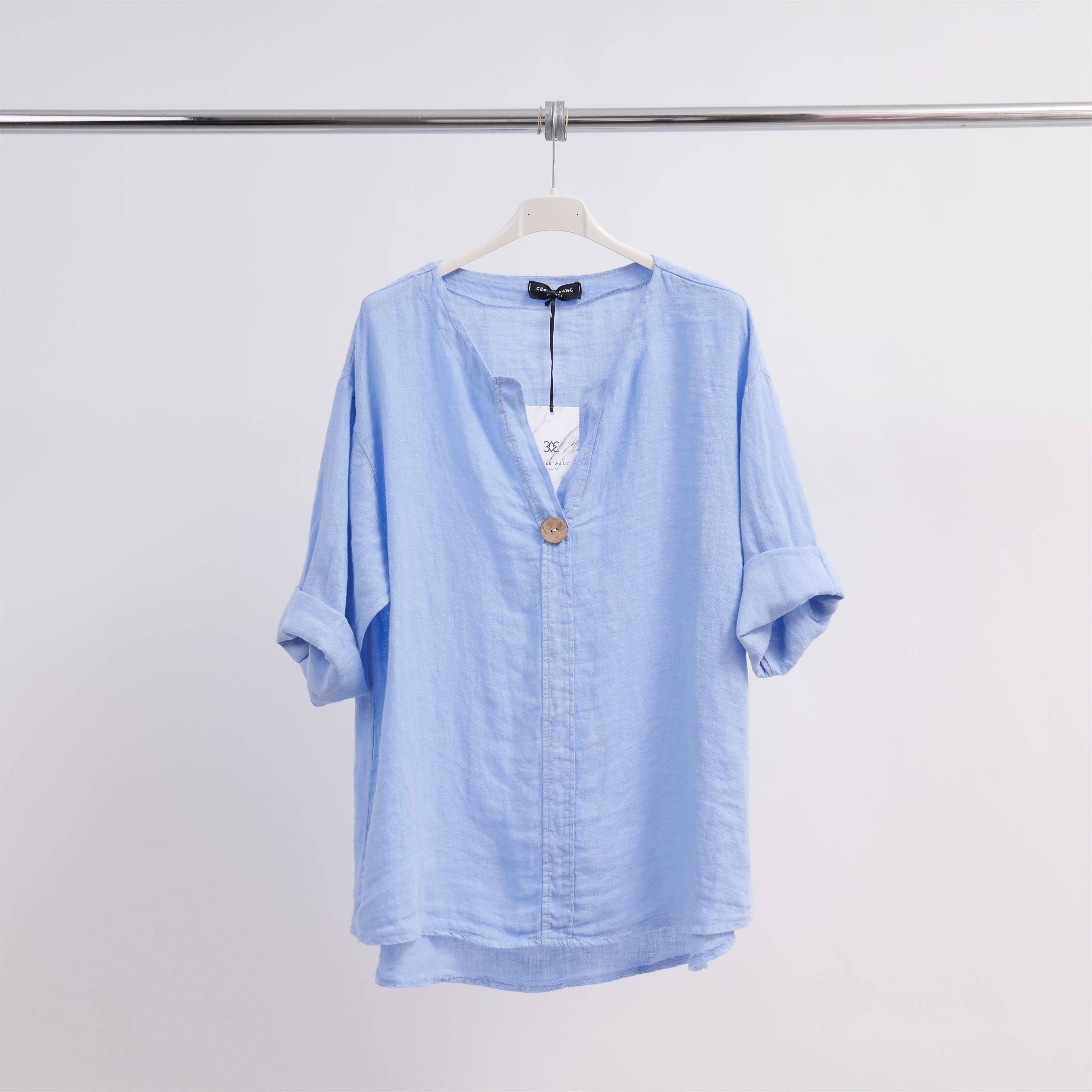 Cecile Wang - Wholesale Tunic - Women's - Linen mao-collar tunic 173248